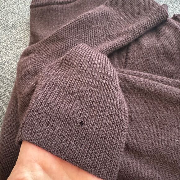 J Crew Merino Wool Ruffle Moto Sweater Exposed Zip Closure S Chocolate - Picture 11 of 11